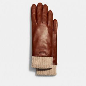 COACH - BRAND NEW w' TAGS - WOMEN'S BROWN LEATHER GLOVES SIZE 8